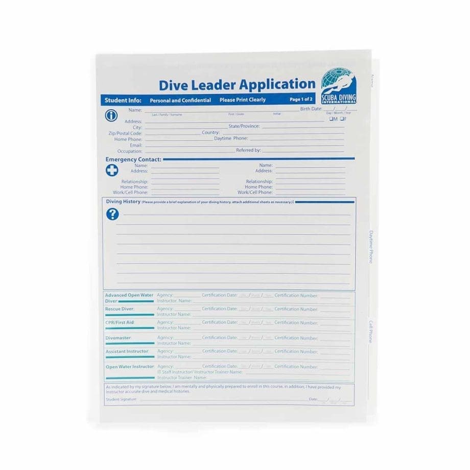 SDI Dive Leader Record Folder