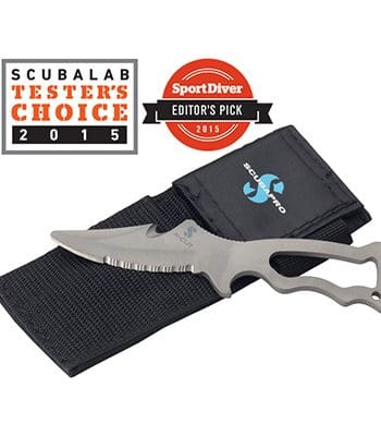 SCUBAPRO X-TEK X-CUT Titanium Knife with nylon sheath (13 cm, 5 in)